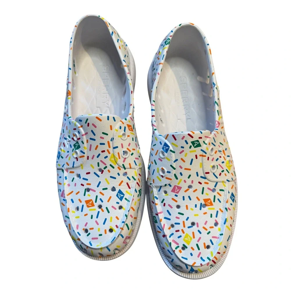 Sperry‎ Authentic Original Float Boat Shoes White Multi Sprinkle Print Mens 9